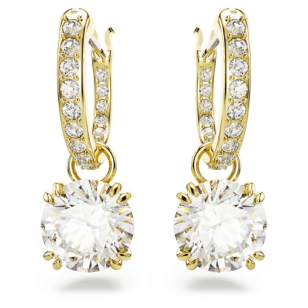 اقراط ستيلا المتدلية من سواروفسكي، باللون الأبيض، مطلية بالذهب